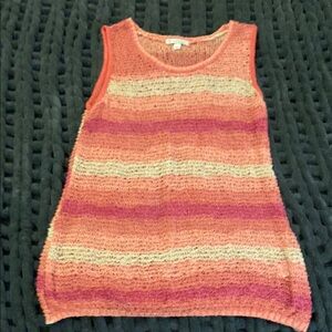 Striped Knit Tank Top in Orange and Beige